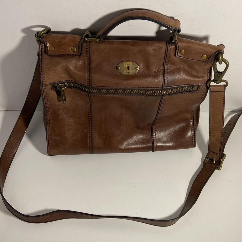 Vintage Fossil Leather Satchel/Crossbody Bag